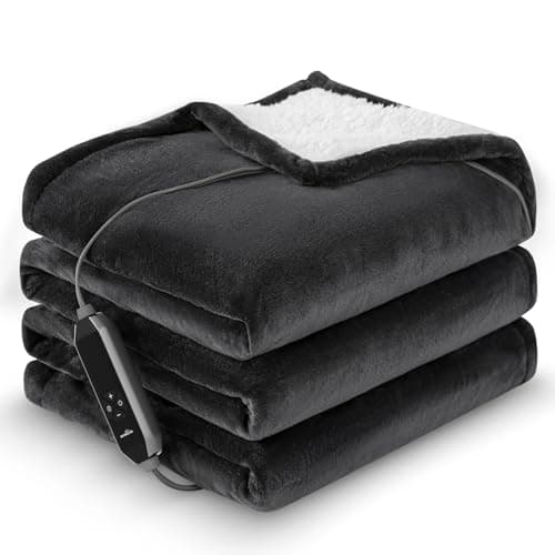 HOMLYNS Heated Blanket Full Size, Electric Throw Blanket with 10 Fast Heat & 1-9 Hours Auto Off, Soft Flannel Heating Blanket Throw with Over-Heated Protection, 72"x84"