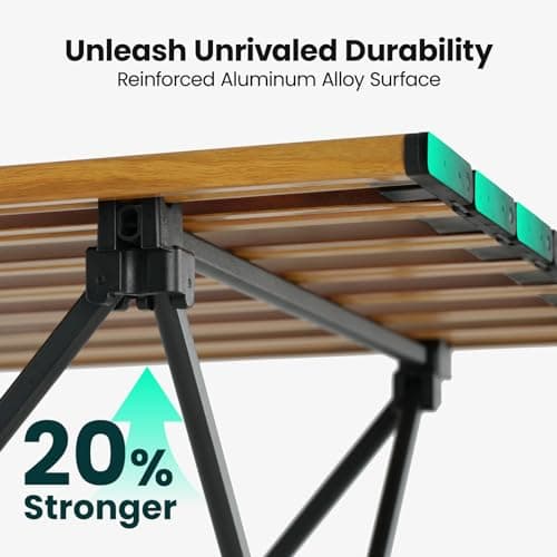 MISSION MOUNTAIN UltraPort Compact Camp Table, Outdoor Folding Table, Portable Camping Side Table, Ultralight Aluminum Beach Table, Small Camping Table with Carry Bag for Camping, Picnic - Nature Wood 5