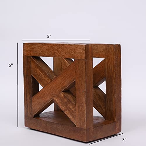 EDHAS Wooden Paper Napkin Holder, Napkin Storage Dispenser For Tables Kitchen Office Accessories for Restaurants, Dining Home Décor (5" x 3" x 5") 7