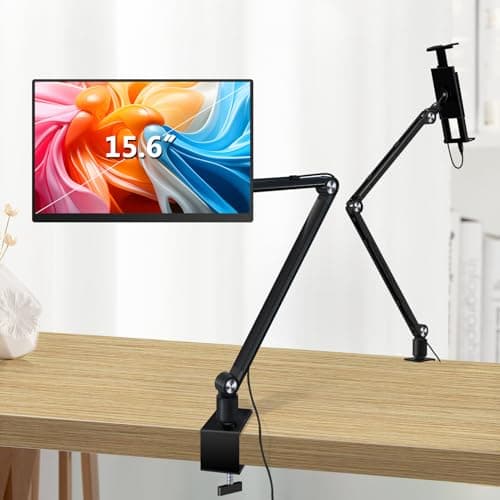 Bimo Tablet Stand Holder for ipad,Portable Monitor Stand Desk Mount for 15.6'' 16'' Screen,Aluminum Long Arm with 360° Rotating Base,Compatible with 4.7-16'' Display,ipad,Kindle