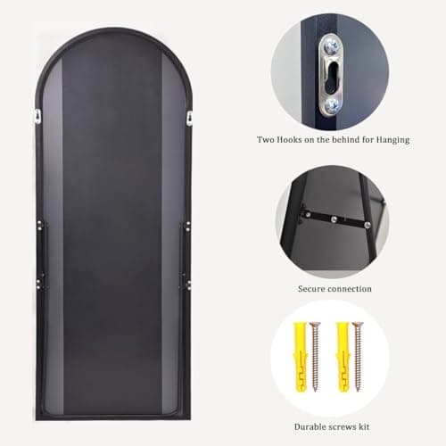 Dewfig Arched Full Length Mirror, 76"x34" Large Floor Mirror, Full Body Mirrors for Leaning or Hanging, Standing Mirrors for Bedroom, Living Room,Dressing Room, Aluminum Alloy Frame, Black 7