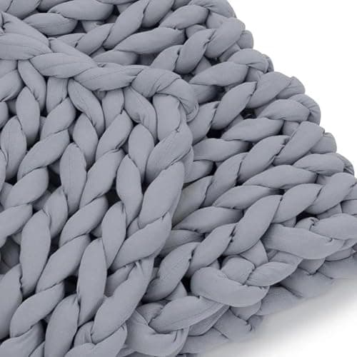 Nuzzie Original Knit Weighted Blanket- Breathable, Cooling, Hand Made Knit Throw Blanket for Sleep - Machine Washable, Stylish Design (Light Grey, Throw | 12lbs | 44"x60") 9
