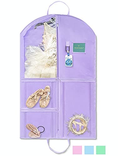 Waterproof Hanging Garment Bag 40 inch Clothes Bag with Gusset, 5 Pockets & Side Zip for Dance Costumes, Sports, Skating, Theatre, Beauty Pageants & More by Kendall Country, Lavender Purple 7
