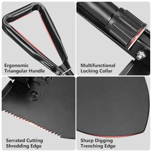 Camping Shovel, 18.5'' Lightweight Digging Shovel Portable Ergonomic High Carbon Steel Folding Shovel for All Occasions Outdoor Camping Hiking Garden Emergency 5