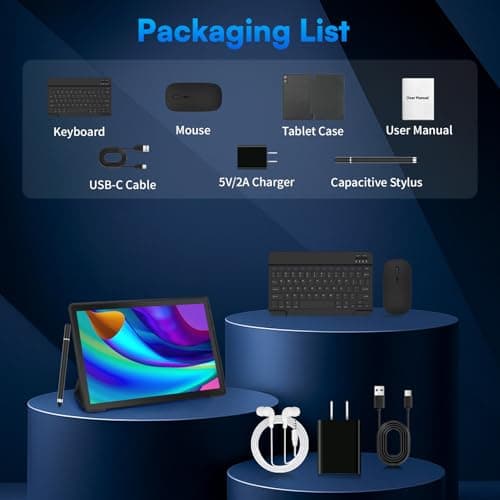 HiGrace 2025 Latest Upgraded Android 15 Tablet 10 Inch, 24GB+128GB+1TB Expand, WiFi 6 BT 5.4, Type-C Fast Charging, Dual Camera, Widevine L1 HD IPS Screen with Keyboard 6