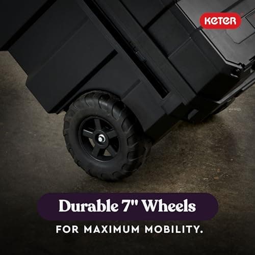 Keter Masterloader Resin Rolling Tool Box with Locking System and Removable Bins – Perfect Organization and Storage Chest for Power Drill, Tape Measure, and Screwdriver Set, Black 7