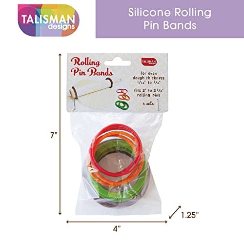 Talisman Designs Silicone Rolling Pin Bands | 8 Piece Set | Ensure Dough Thickness | Baking Accessories | Rolling Pin Thickness Rings 5