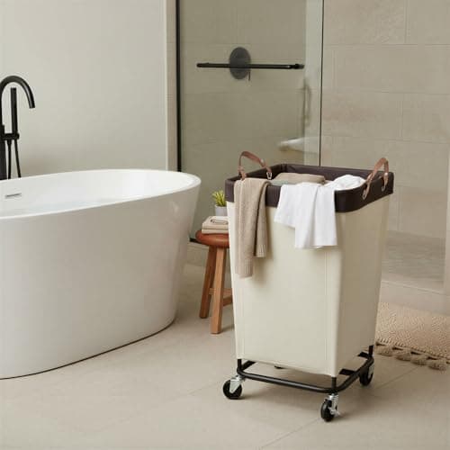 StorageWorks 160L Laundry Basket with Wheels, Large Rolling Hampers for Clothing Organizer, Dirty Clothes Basket for Hotel, Home, Closet, Dorm, Beige 6