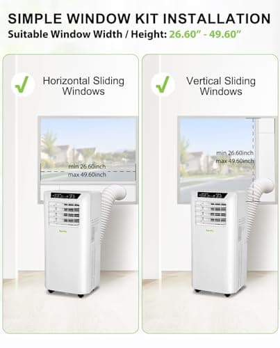 Hykolity 10,000 BTU WiFi Enabled Portable Air Conditioner with 2-Speed Fan & Dehumidifier, 4-in-1 Window Kit Smart AC Unit with 24H Timer for Living Room, Bedroom, Home, Up to 450 Sq.Ft 8