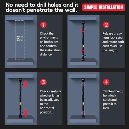 leikefitness Pull-Up Bar For Door Frame Chin Up Bar Upper Body Workout Adjustable Portable Training Pull-Up Bars Bars without Screw - Adjustable Width Locking Mechanism 7