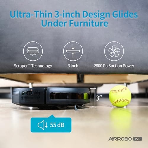 AIRROBO Robot Vacuum, 2800Pa Powerful Suction, Smart Navigation, App & Remote Control, 120 Mins Runtime, Anti-Collision & Anti-Drop, for Hard Floor/Carpet/Pet Hair 5