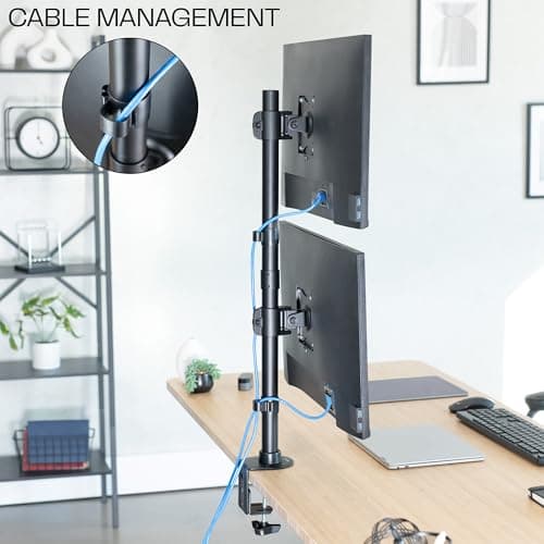VIVO Dual Monitor Desk Mount Stand with Height Adjustment and VESA Plates for 2 LCD Ultrawide Screens up to 34 inches, Stacked Array, STAND-V002R 8