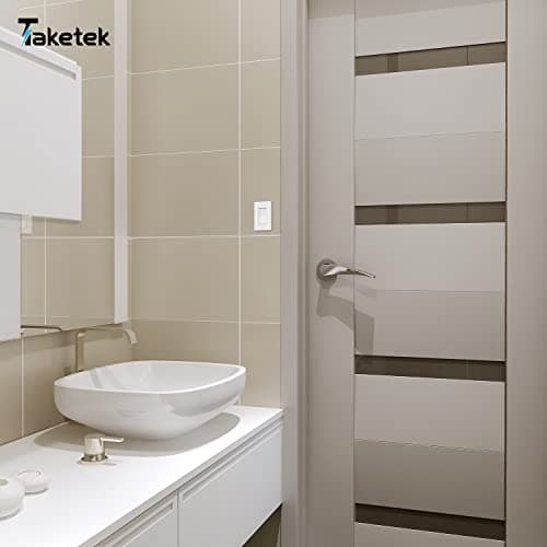 TAKETEK Decorator Switch with Wall Plate, Single Pole Rocker Light Switch, Grounding Screw, Residential Grade, 15A 120V/277V, UL Listed, White (40 Pack) 5