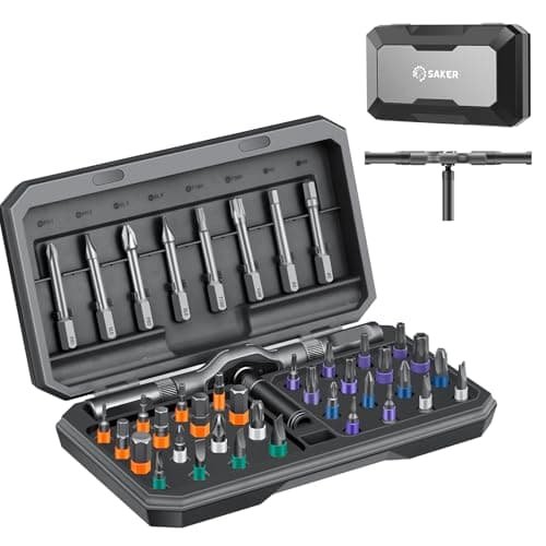 Saker 42 in 1 Magnetic Screwdriver Set, Multi Bit Free Combination Ratchet Screwdriver Set Portable Repair Tool Kit for Gifts Furniture, Computer, Bicycle and DIY Grey