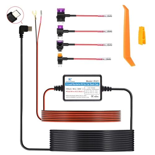 Dash Cam Hardwire Kit Converts 12V-24V to 5V Type C USB Hardwire Kit for Dash Camera, Add a Circuit Fuses, Low Voltage Protection (11.5FT)