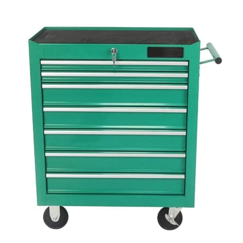 7 Drawer Rolling Tool Chest,Tool Cabinet on Wheels with Locking System,Rolling Tool Box Organizer Tool Case,Multifunctional Tool Cart Mechanic Tool Storage Cabinet for Garage,Wareh Green One Size 7