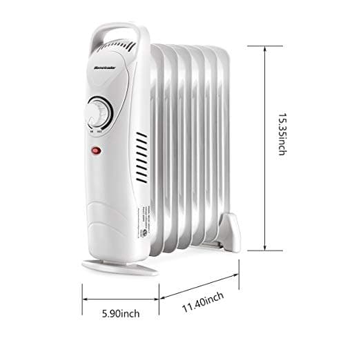 JASUN Oil Filled Radiator Heater with Adjustable Thermostat, Mini Portable Space Heater 700W for Indoor Use, Overheat Safety, Quiet Work, White 5