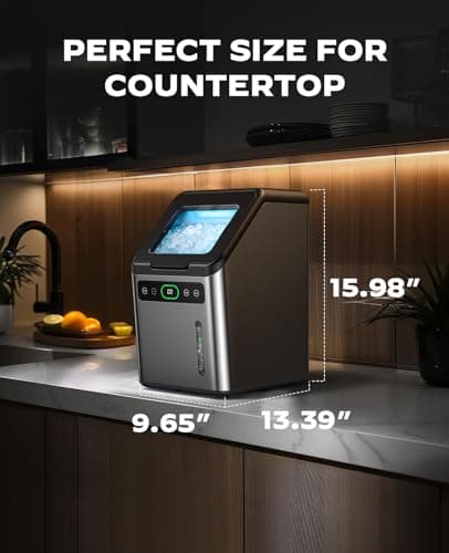 Totnz Nugget Ice Maker Countertop, 44lbs per Day with Self-Cleaning Function，Timer Pebble Ice Maker with Soft Chewable Ice for Home Kitchen Office Bar Party,Stainless Steel 6