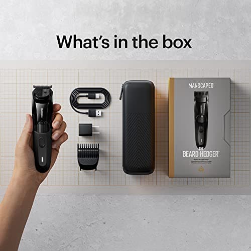 MANSCAPED® The Beard Hedger® Men's Premium Beard Trimmer, 20 Length Adjustable Blade Wheel, Stainless Steel T-Blade for Precision Facial Hair Trimming, Cordless Waterproof Wet/Dry Clipper 9