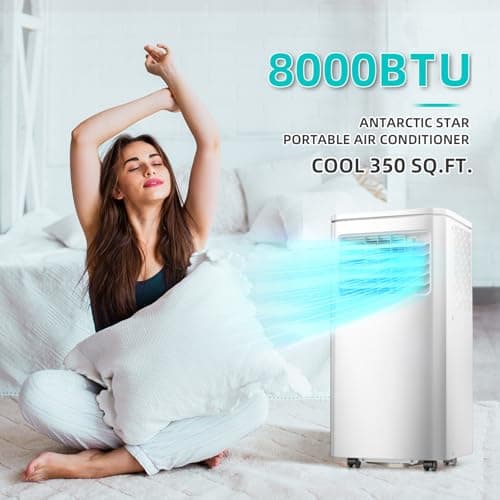 Portable 8000 BTU Air Conditioner, 4 in 1 protable AC, Cools 350sq. ft, Remote Control, 24 Hour Timer, Quiet Operation,Window Fan, 2 Speed for Bedroom Office Home Dorm 5
