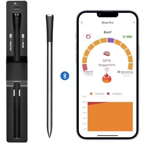 VP05 Smart Wireless Meat Thermometer, Remote Range Dual Bluetooth Digital Food Thermometer for Oven, Indoor Outdoor Cooking, Grill BBQ, Compatible with iOS & Android
