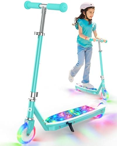 Gyroor KS2 Kids Electric Scooter for Ages 6–12, Safe 5 MPH Beginner E Scooter with Adjustable Handlebar, LED Lights, Rear Brake,Gyan
