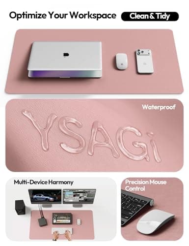 YSAGi Leather Desk Protector, Office Mat, Large Mouse Mat, Non-Slip PU Leather Blotter, Laptop Desk Pad, Waterproof Writing Pad for Office and Home (Pale Mauve, 23.6" x 13.8") 8