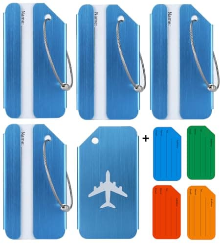WeBravery Metal Suitcase Tags Travel Bag ID Identifier Aluminum Luggage Tag (4PCS-Blue)