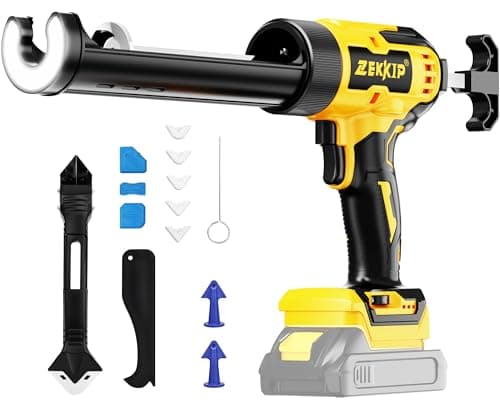 Cordless Caulking Gun Compatible With DeWalt 20V Max Battery(NO Battery), Electric Caulking Gun,10Oz, 13Pcs Caulking Tools, with Anti-Drip,Auto Retract, LED Light, 6 Speed for Filling, Sealing, Repair