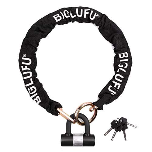 BIGLUFU Motorcycle Lock Chain Locks Heavy Duty, 120cm/4ft Long, Cut Proof 10mm Thick Colorful Square Chains with 4Keys 16mm U Lock, Ideal for Motorcycles, Motorbike, Bike, Generator, Gates 8