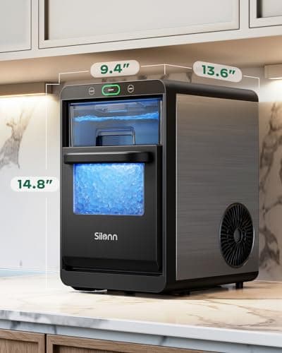 Silonn Nugget Ice Maker Countertop, Pebble Ice Maker Nugget, 44lbs Crushed Ice in 24h, Pull-Out Water Tank and Removable Ice Basket for Home, Kitchen, Stainless Steel 7