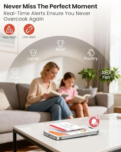 UNERVER Wireless Meat Thermometer with WiFi Unlimited Range - Ultra Thin Probe with 6 High Accuracy ±0.5°F Sensors, Digital Bluetooth Base, Login-Free Smart App, Ideal for Smoker, Oven, Rotisserie 5