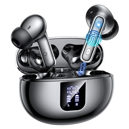 Wireless Earbuds ANC&ENC Bluetooth 5.4 Earphones in Ear Transparency Mode Ear buds with Dual Noise Cancelling Mic, Deep Bass Stereo Sound, 36H Playtime LED Display Wireless Headphones IP7 Waterproof