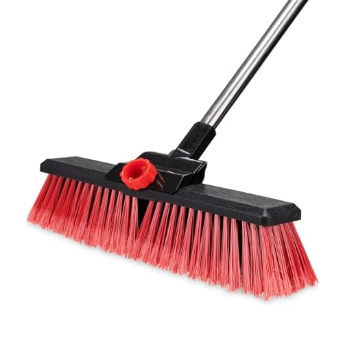 16.5" Outdoor Broom for Floor Cleaning Heavy Duty Push Broom with 53" Long Handle,Outdoor Broom for Deck,Driveway,Garage,Yard,Deck,Patio,Warehouse,Concrete