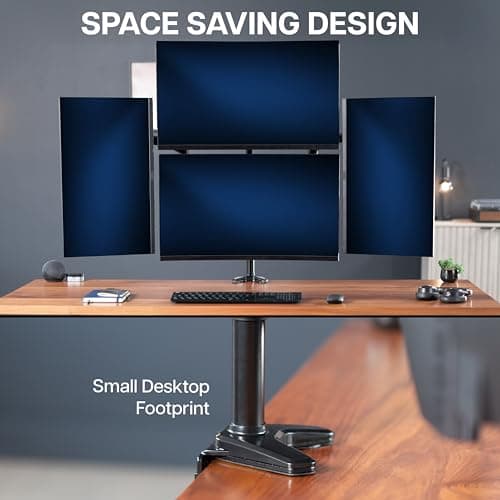 VIVO Quad Pneumatic Monitor Mount for 4 Screens up to 32 inches, Fully Adjustable, Heavy Duty Desk Stand with C-Clamp, Black, STAND-V400G 7