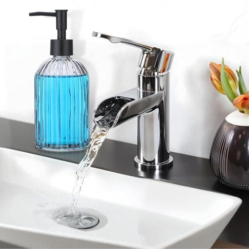 3 Pack Glass Soap Dispenser with Rust Proof Pump, 14 Oz Refillable Liquid Soap Dispenser for Bathroom & Kitchen (Grey) 6