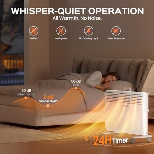 TECXERLLON 1500W Convection Panel Space Heater, Adjustable Up to 113℉ Electric Heaters for Indoor Use, Quiet Whole Room Space Heater for Indoor Use Large Room with APP, Portable Standing/Wall Mount 5