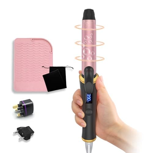 Ukliss Mini Curling Iron for Short Hair with Anti-Scald Tip, 30s Fast Heat & Dual Voltage for Travel, Creates Soft Waves & Curls on Short to Medium Hair, Includes EU/UK Adapter (Black, 1 inch)