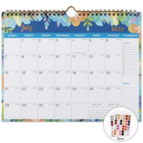 Calendar 2023-2024 - 18 Monthly Wall Calendar 2023-2024 from July 2023 to December 2024, 11 x 8.5 Inches.Thick Paper with Julian Dates and Block for New Year and Christmas Presents (2024-2025 wall calendar flower)