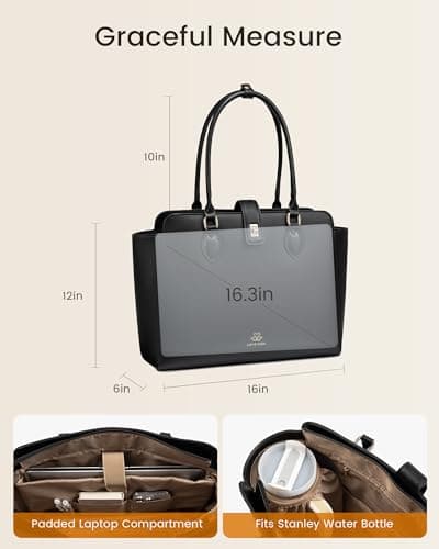 LOVEVOOK Lunch Tote Bag for Women, 2-in-1 Work Tote Bag with Lunch Compartment, Insulated Lunch Bag & 15.6 Inch Laptop Bag for Women, Ideal for Teacher, Nurse and Camping Use, Black 5