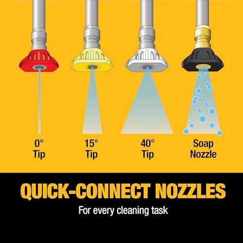 DeWalt DXPW3425E-S 3400 PSI Gas Pressure Washer, 2.5 GPM Axial Cam Pump, 208cc Recoil with Electric Start Engine, Spray Gun and Wand, 5 QC Nozzles, 5/16-in. x 25-ft. Hose, 49-State 5