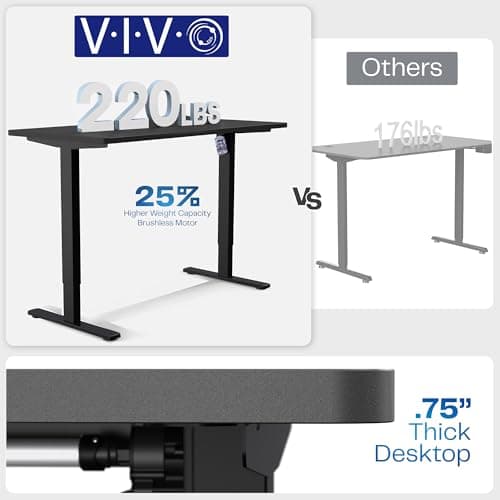 VIVO Electric 60 x 30 in Standing Adjustable Gaming Desk with Hidden Cable Trays, Full-Size Mouse Pad, Holds 220 lbs, Black Top Black Frame, DESK-KIT-1B6-P3B 5