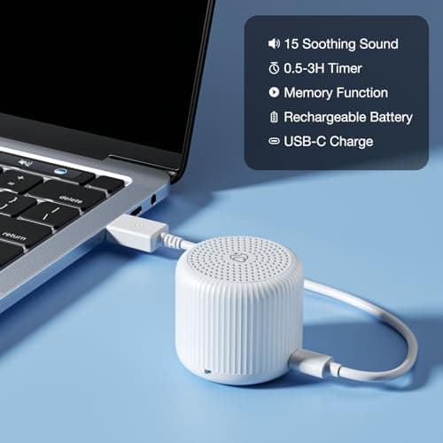 Portable Sound Machine for Baby Adults,LEICEX Travel Sound Machine,15 Non-Looping Sound Timer and Memory Play, Mini White Noise Machine for Sleeping Office Privacy Travel Gift 6