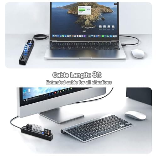USB Hub with SD/TF Card Reader, VIENON 8 in 1 USB Extender USB Splitter with SD/Micro SD Memory Card Reader and 6 USB 2.0 Ports for PC, Laptops, Surface Pro, MacBook, iMac Pro-3FT 5