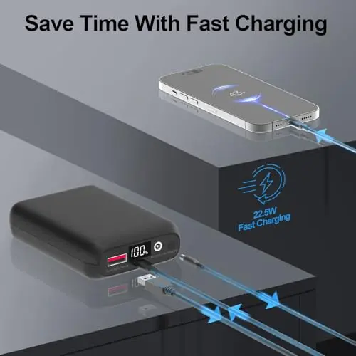 GAROERFAR 16000mAh Battery Pack for Heated Vest-5V/7.4V Rechargeable Power Bank with LED Display and DC/USB Output for Heated Jacket,Fast Charging Powerbank Compatible with iPhone iPad Samsung 5