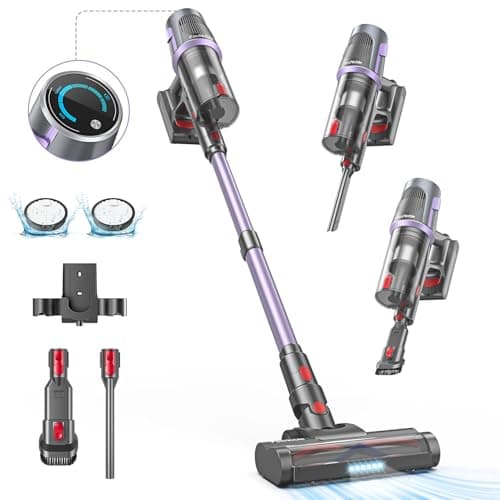 Cordless Vacuum Cleaner,MAX 50Mins Runtime Vacuum Cleaners for Home,Lightweight Vacuum 30KPA Rechargeable Stick Vacuum with LED Tangle-Free Upright, Suitable for Pet Hair/Carpet/Hardwood Floor