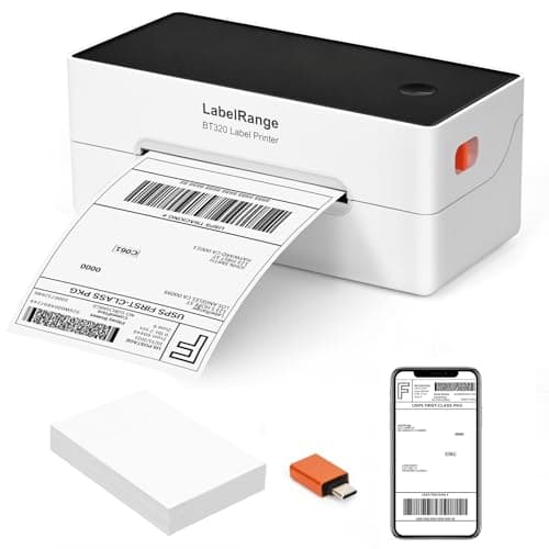 LabelRange Ecommerce Label Printer 4x6, Thermal Shipping Label Printer, Support Amazon, Ebay, USPS, Pirate Ship, Bluetooth and USB Connection