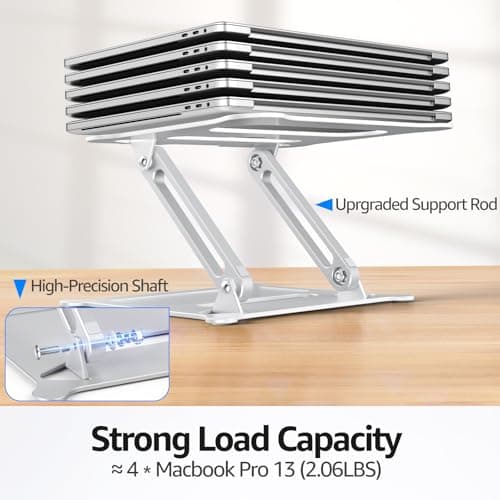 Urmust Laptop Notebook Stand Holder Adjustable Laptop Stand Portable Computer Riser Compatible with MacBook Air Pro HP Dell XPS Lenovo All Laptops 10-15.6"(Silver) 5