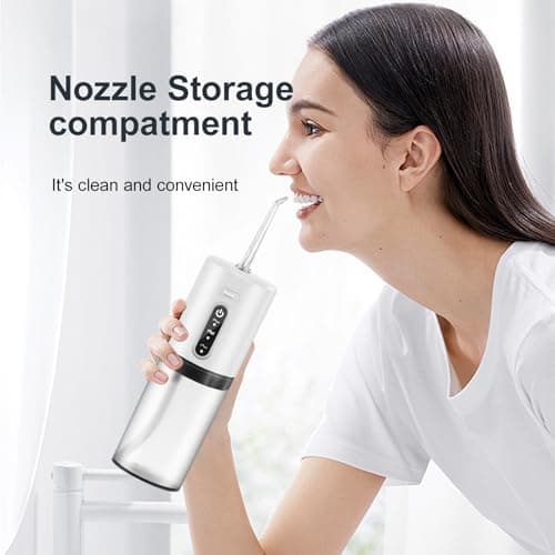 Electric Water Flosser Cordless for Teeth 3 Modes 2 Replaceable Jet Tips 300ML IPX7 Waterproof Oral Irrigator for Home&Travel 6