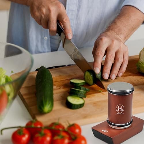 Rolling Knife Sharpener with Diamond and Ceramic Discs, Kitchen Knife Sharpener with 15° & 20° Magnetic Angles, Strong Knife Sharpening Kit (Brown) 6